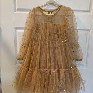 Elegant Gold Starry Kids Formal Dress